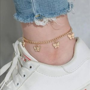 🎉 New Golden Butterfly Charm Ankle Adjustable Bracelet